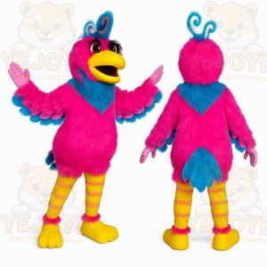 Pink Blue Yellow Tropical Bird Mascot Costume