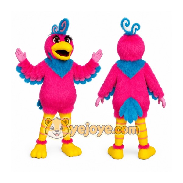 Pink Blue Yellow Tropical Bird Mascot Costume