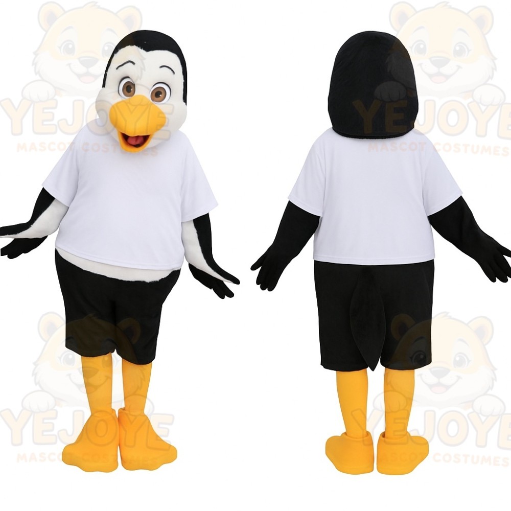 Black White Yellow Penguin Mascot Costume