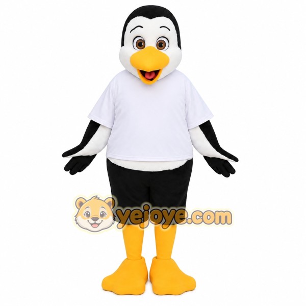 Black White Yellow Penguin Mascot Costume