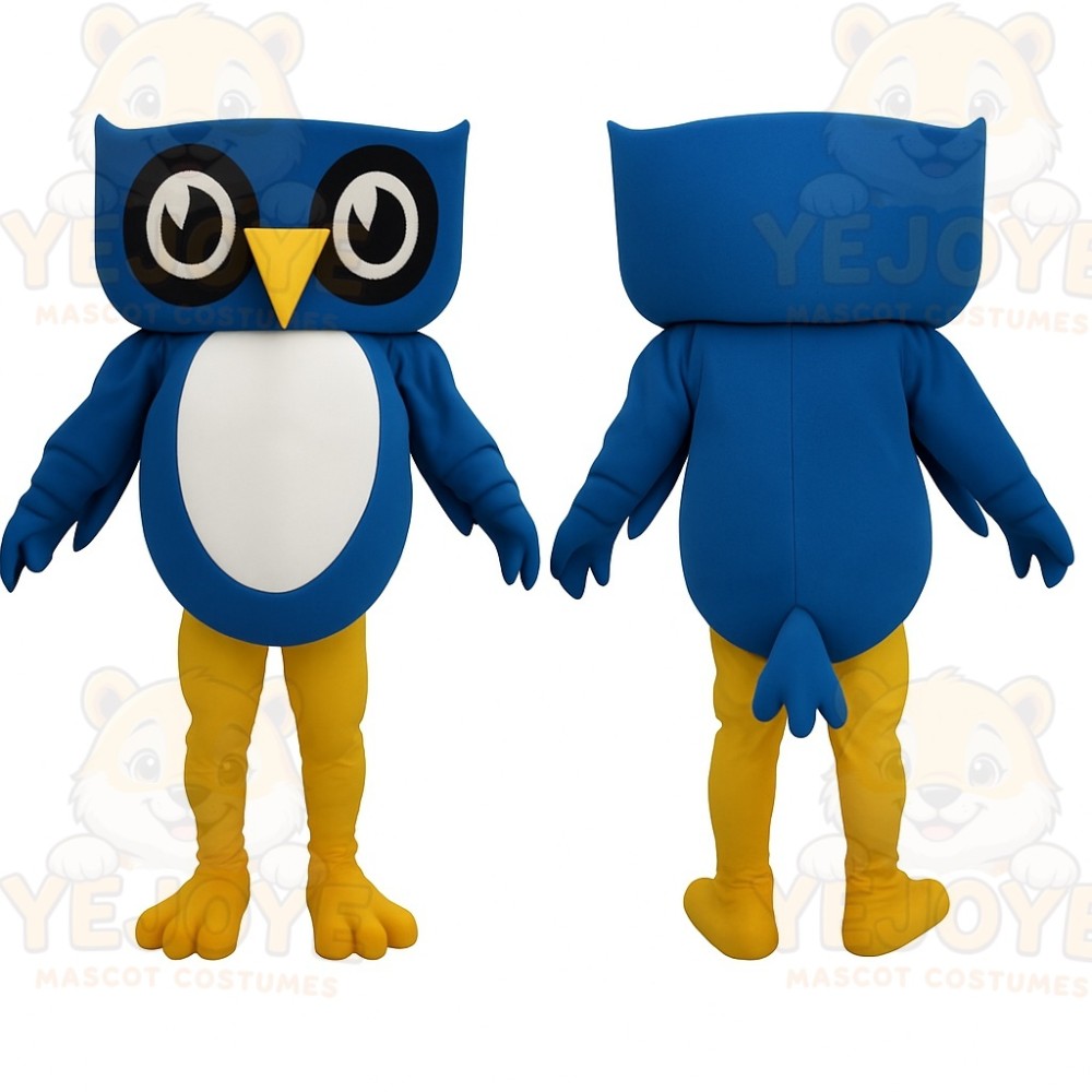 Blue White Yellow Owl Mascot Costume
