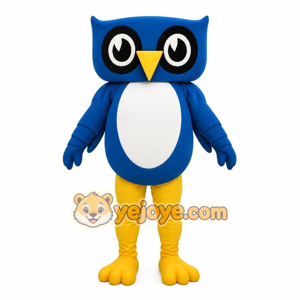 Blue White Yellow Owl Mascot Costume