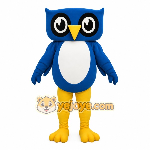 Blue White Yellow Owl Mascot Costume