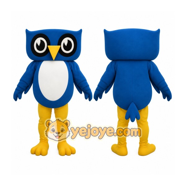 Blue White Yellow Owl Mascot Costume