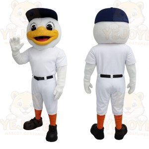 White Yellow Baseball Duck Mascot Costume