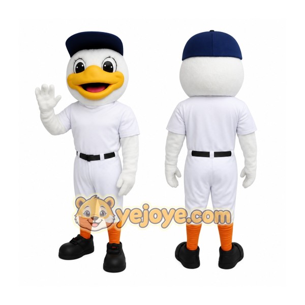 White Yellow Baseball Duck Mascot Costume
