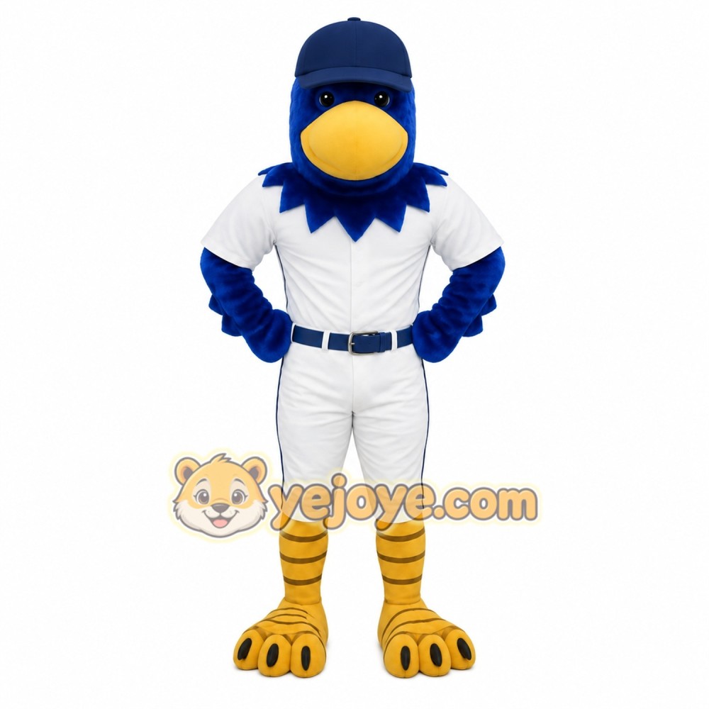 Blue Yellow Baseball Eagle Mascot Costume