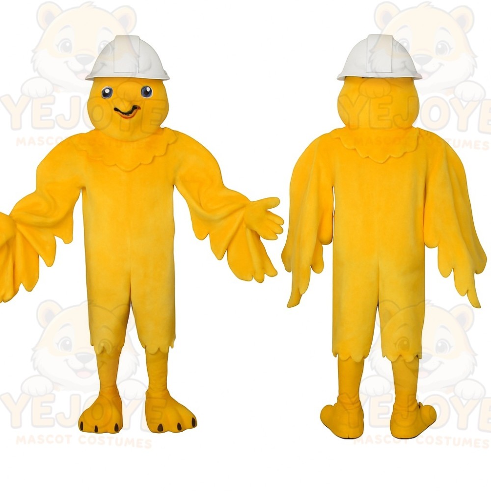 Yellow White Hard Hat Bird Mascot Costume