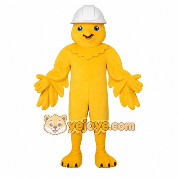 Yellow White Hard Hat Bird Mascot Costume