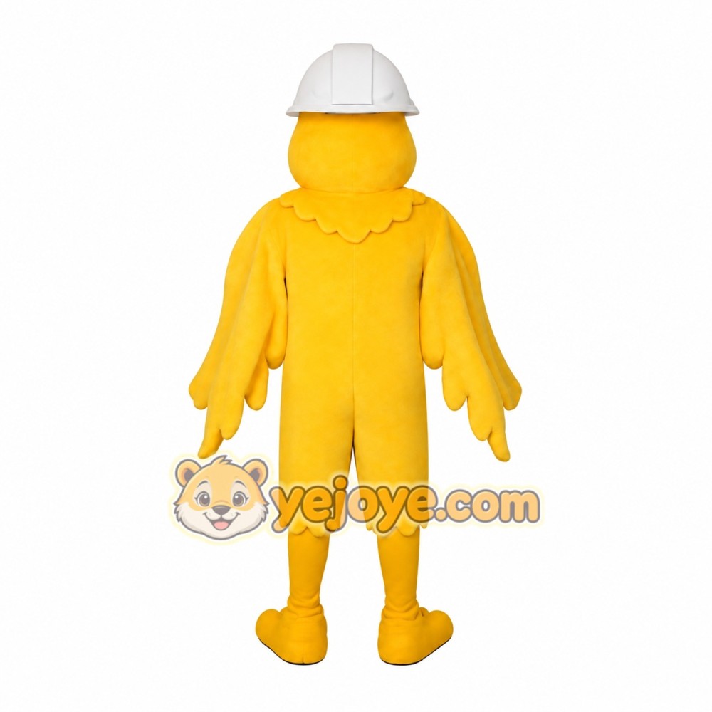 Yellow White Hard Hat Bird Mascot Costume