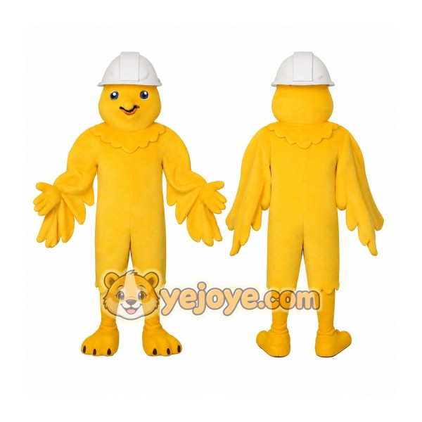Yellow White Hard Hat Bird Mascot Costume