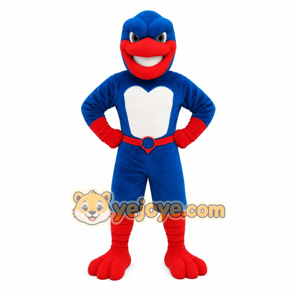 Blue Red Superhero Bird Mascot Costume Blue Red Superhero Bird Mascot Costume