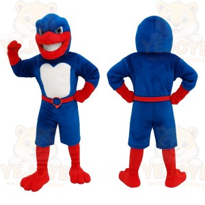 Blue Red Superhero Bird Mascot Costume