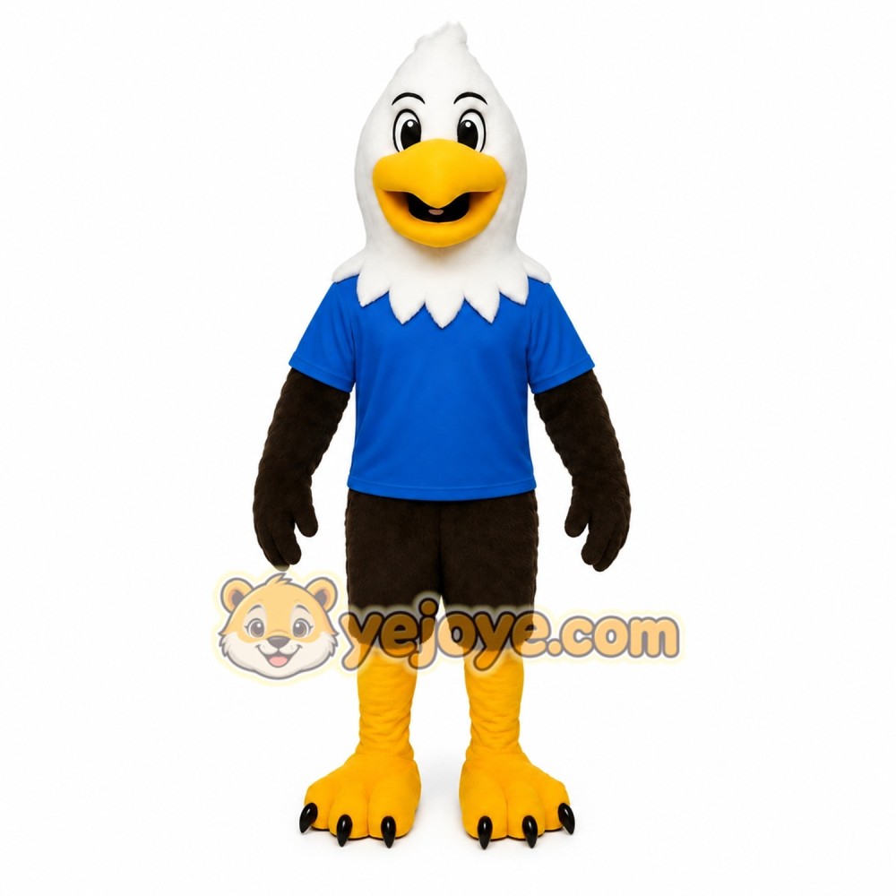 Blue White Yellow Brown Eagle Mascot Costume Blue White Yellow Brown Eagle Mascot Costume
