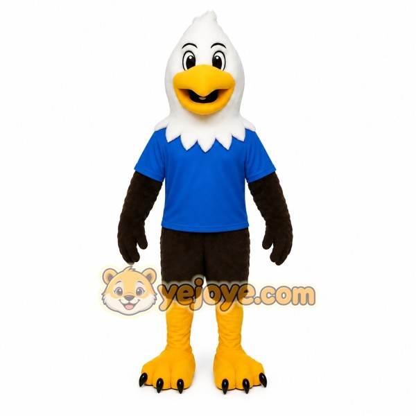 Blue White Yellow Brown Eagle Mascot Costume