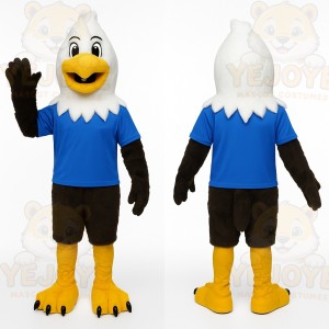 Blue White Yellow Brown Eagle Mascot Costume