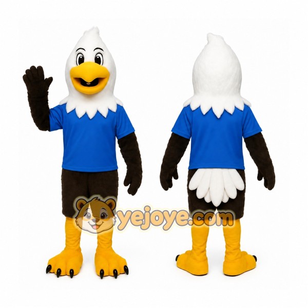 Blue White Yellow Brown Eagle Mascot Costume