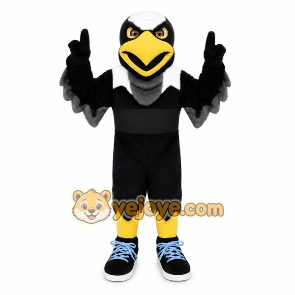 Black White Yellow Eagle Mascot Costume
