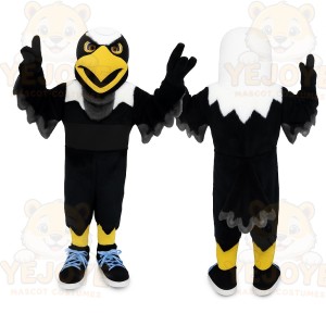 Black White Yellow Eagle Mascot Costume