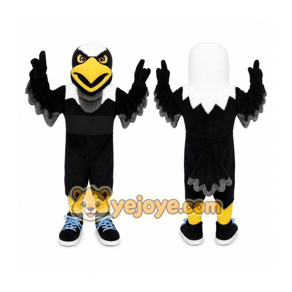 Black White Yellow Eagle Mascot Costume