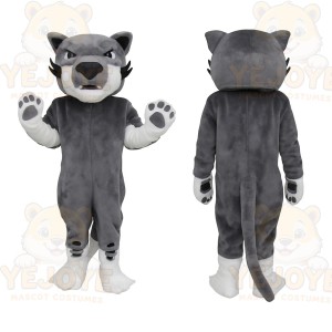 Gray White Cat Mascot Costume