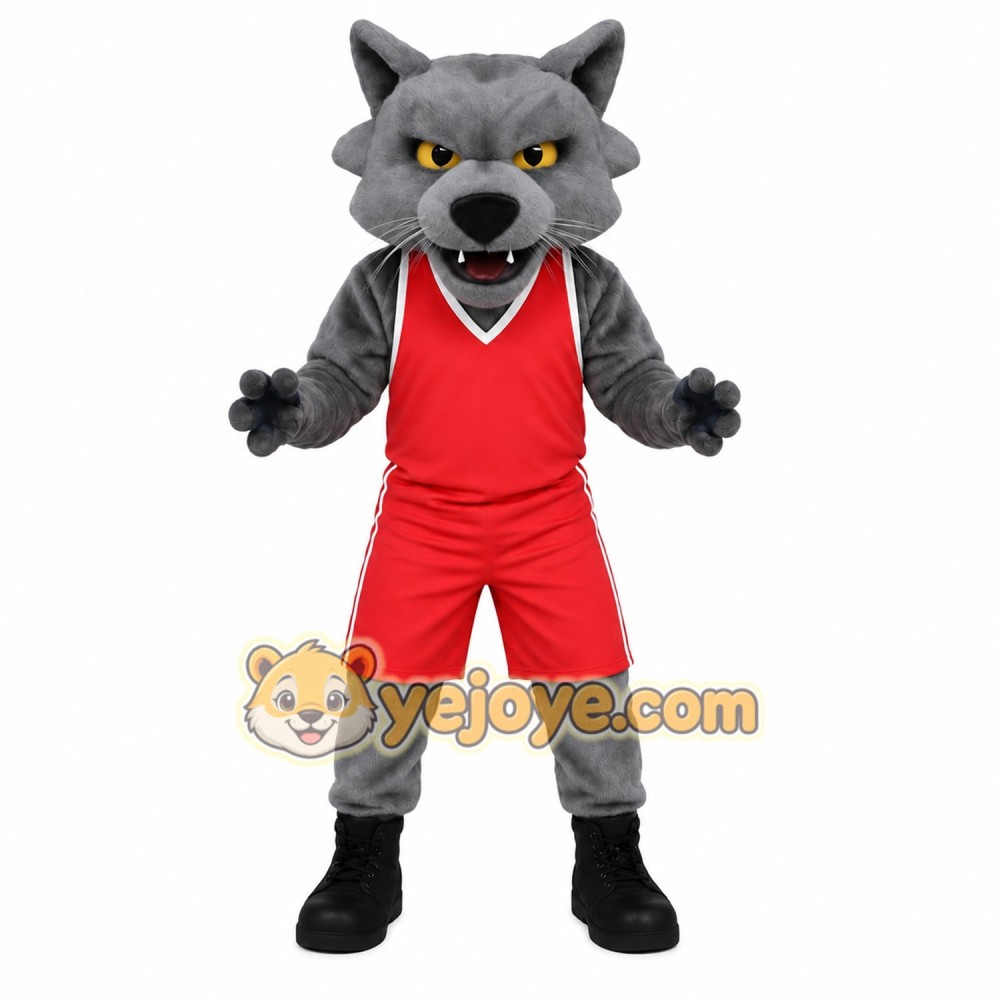 Gray Red Wolf Basketball Mascot Costume Gray Red Wolf Basketball Mascot Costume