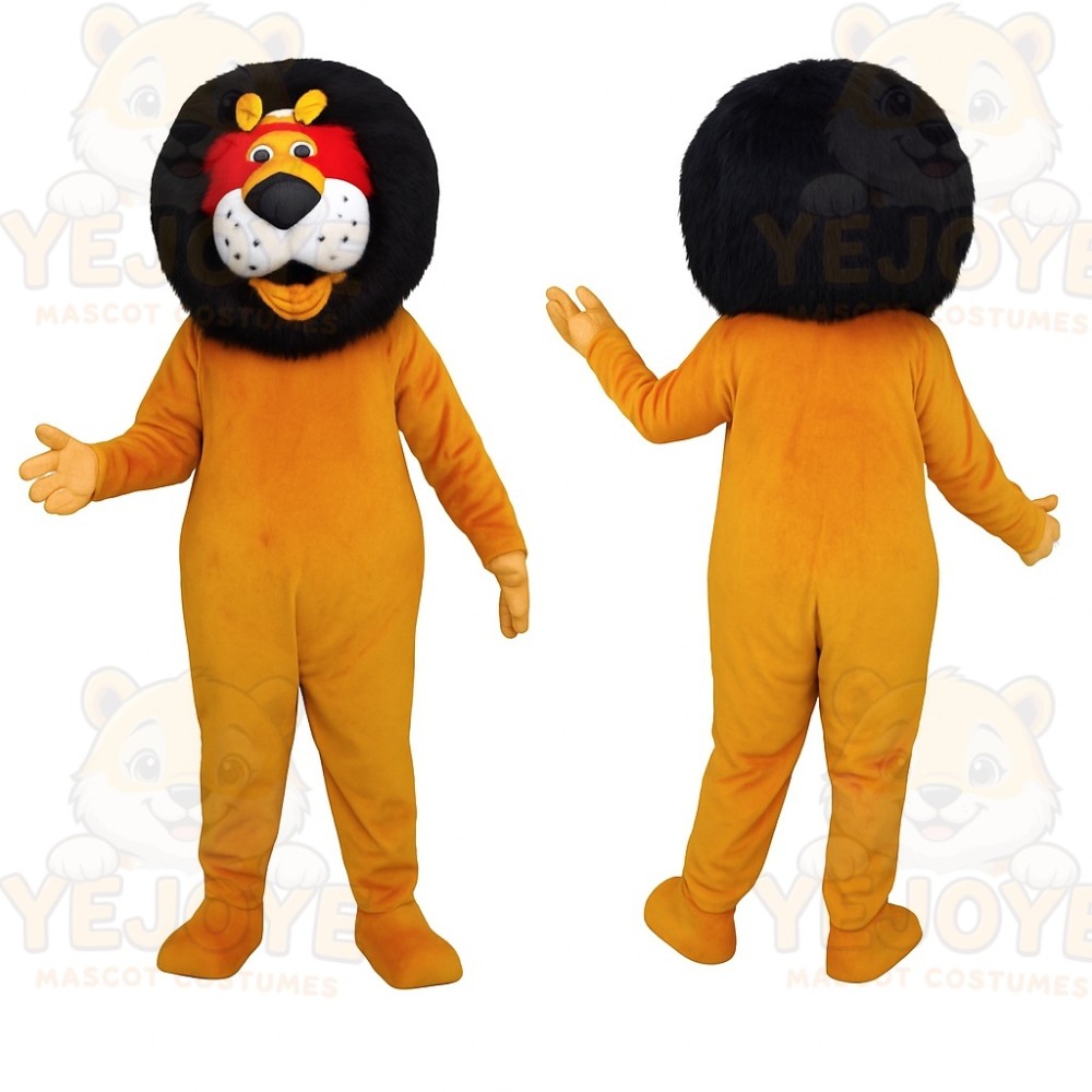 Golden Yellow Black Mane Lion Mascot Costume