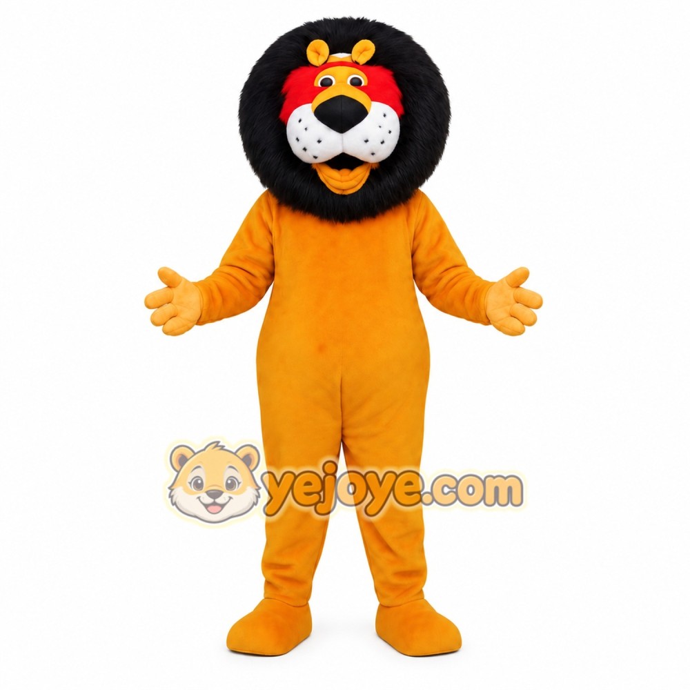 Golden Yellow Black Mane Lion Mascot Costume