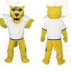 Yellow White Blue Wildcat Mascot Costume