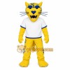 Yellow White Blue Wildcat Mascot Costume Yellow White Blue Wildcat Mascot Costume