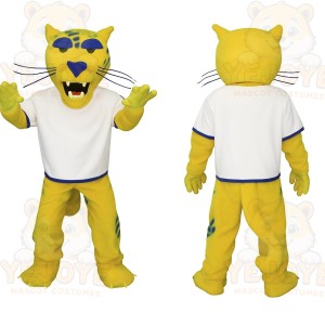 Yellow White Blue Wildcat Mascot Costume