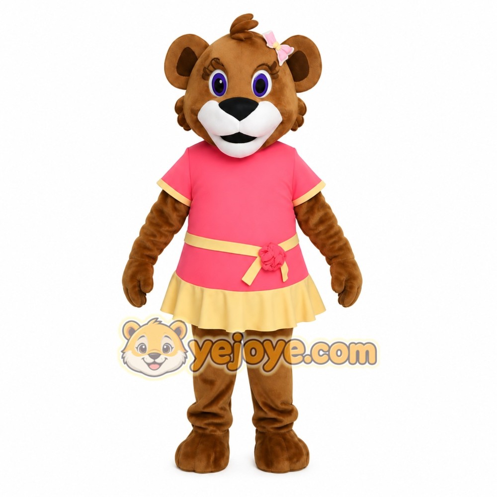 Brown Pink Yellow Lioness Mascot Costume Brown Pink Yellow Lioness Mascot Costume