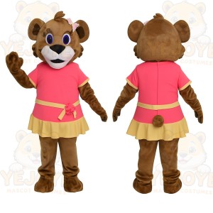 Brown Pink Yellow Lioness Mascot Costume