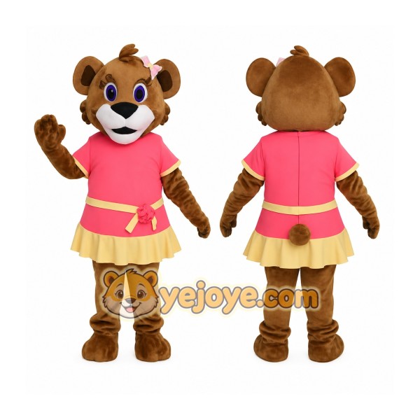 Brown Pink Yellow Lioness Mascot Costume