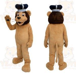 Tan Brown Navy Lion Mascot Costume