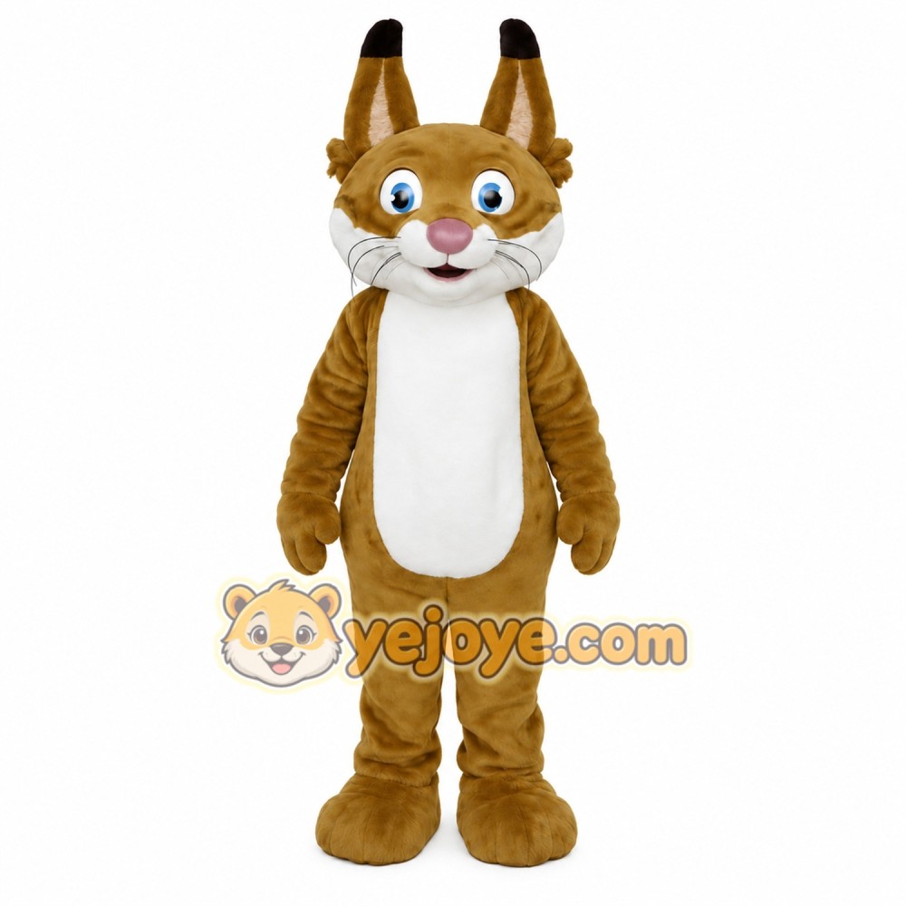 Tan White Spotted Lynx Cat Mascot Costume