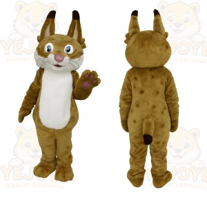 Tan White Spotted Lynx Cat Mascot Costume