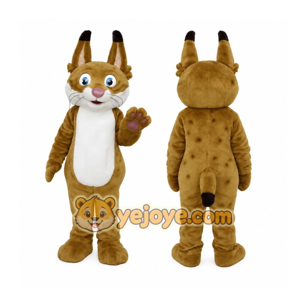 Tan White Spotted Lynx Cat Mascot Costume
