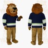 Brown Navy White Green Lion Mascot Costume