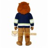 Brown Navy White Green Lion Mascot Costume