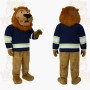 Brown Navy White Green Lion Mascot Costume