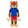 Brown Red Blue Aviator Cat Mascot Costume Brown Red Blue Aviator Cat Mascot Costume
