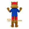 Brown Red Blue Aviator Cat Mascot Costume Brown Red Blue Aviator Cat Mascot Costume