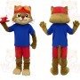 Brown Red Blue Aviator Cat Mascot Costume