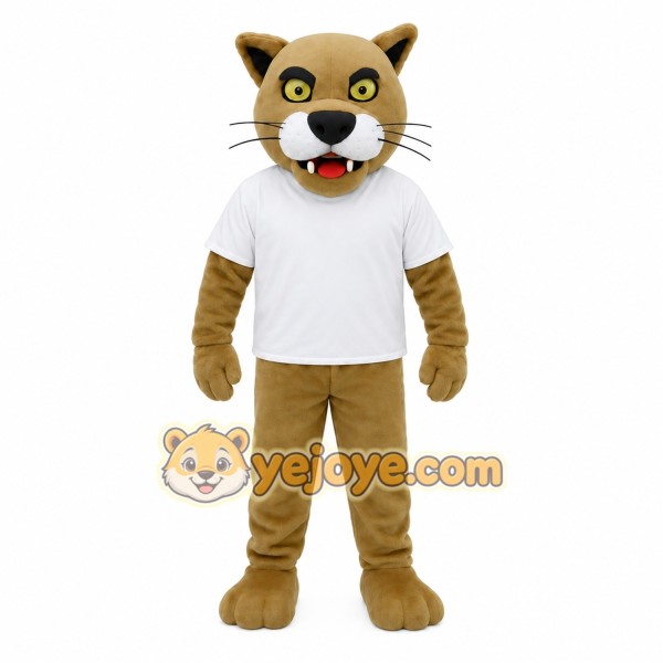 Tan White Cougar Mascot Costume