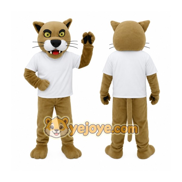 Tan White Cougar Mascot Costume