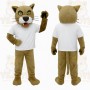 Tan White Cougar Mascot Costume