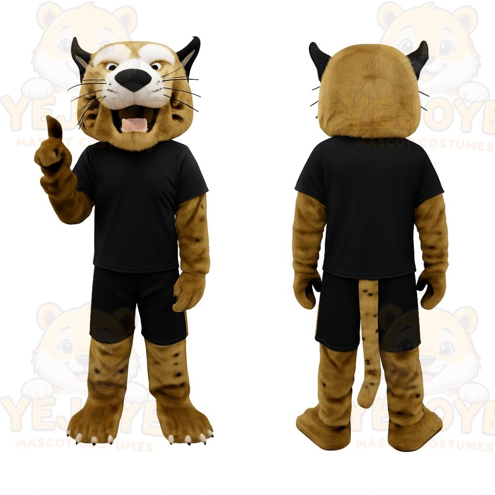 Tan Black Spotted Lynx Mascot Costume
