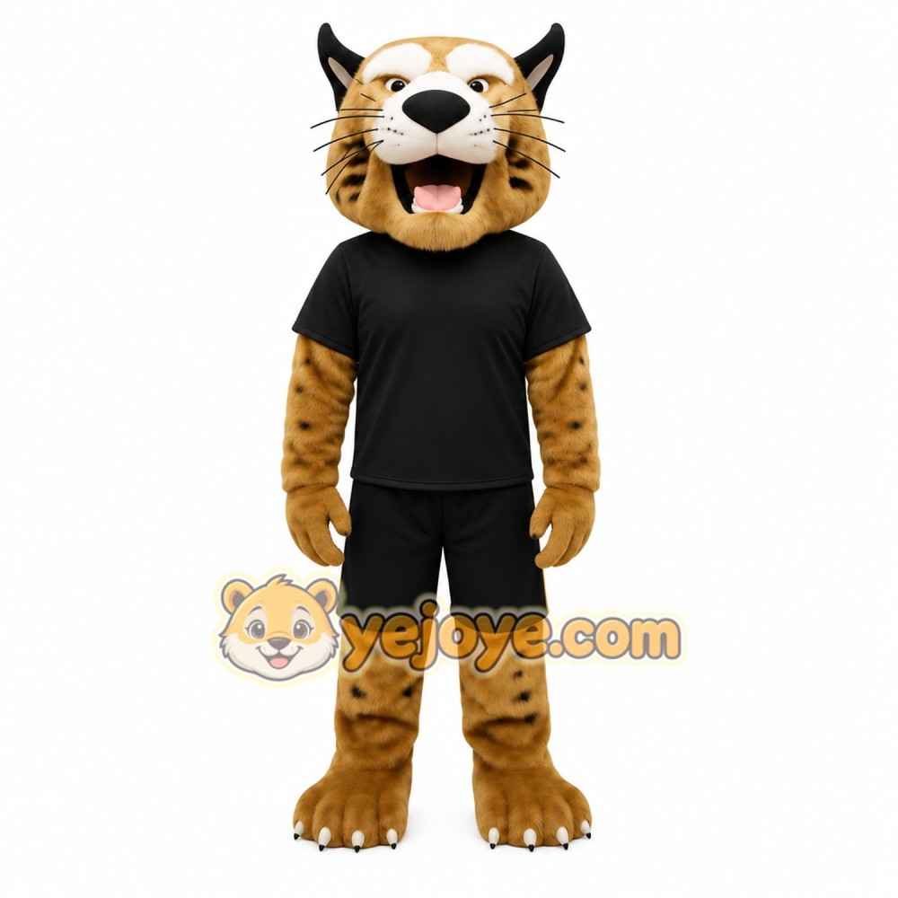Tan Black Spotted Lynx Mascot Costume