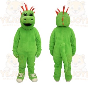 Green Dragon With Red Spikes Mascot Costume
